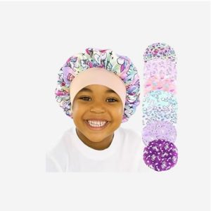 Cute Children Cartoon Printed Satin Hair Bonnet